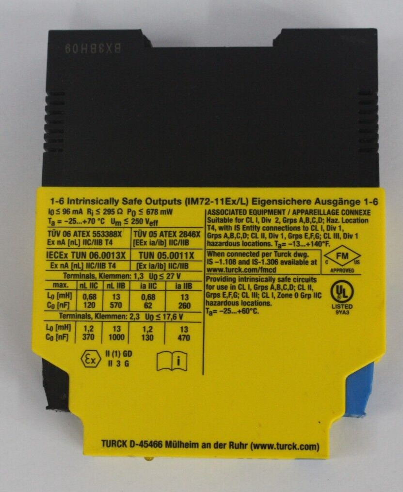TURCK IM72-11Ex/L 1 CHANNEL VALVE CONTROL MODULE
